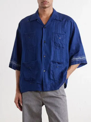 KAPITAL Camp-Collar Printed Linen Cuban Shirt - Men | Thumbnail 3 KAPITAL Camp-Collar Printed Linen Cuban Shirt - Men | Thumbnail 3