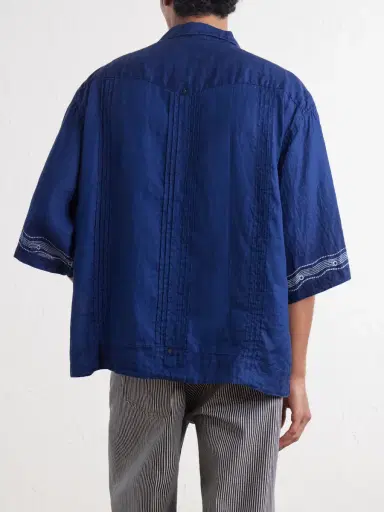 KAPITAL Camp-Collar Printed Linen Cuban Shirt - Men | Thumbnail 4 KAPITAL Camp-Collar Printed Linen Cuban Shirt - Men | Thumbnail 4
