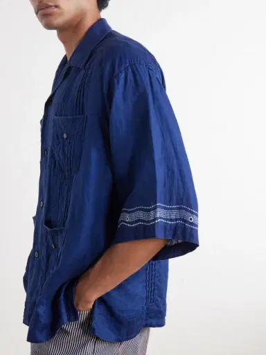 KAPITAL Camp-Collar Printed Linen Cuban Shirt - Men | Thumbnail 5 KAPITAL Camp-Collar Printed Linen Cuban Shirt - Men | Thumbnail 5