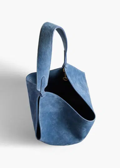 Khaite Small Lotus Tote In Cloud Iris Suede | Thumbnail 3 Khaite Small Lotus Tote In Cloud Iris Suede | Thumbnail 3