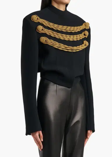 Khaite York Jacket With Cord Embroidery In Black And Gold | Thumbnail 5 Khaite York Jacket With Cord Embroidery In Black And Gold | Thumbnail 5