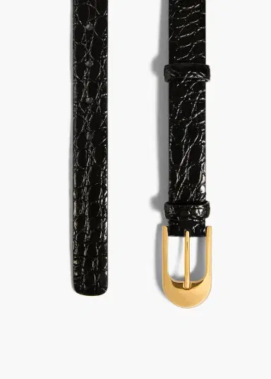 Khaite Dome Belt In Black Croc-Embossed Leather With Gold | Thumbnail 2 Khaite Dome Belt In Black Croc-Embossed Leather With Gold | Thumbnail 2