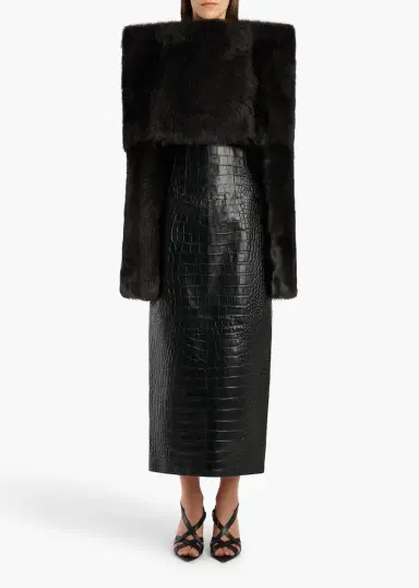 Khaite Loxley Skirt In Black Croc-Embossed Leather | Thumbnail 2 Khaite Loxley Skirt In Black Croc-Embossed Leather | Thumbnail 2