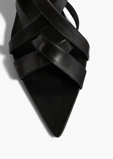 Khaite Sadie Sandal In Black Glazed Leather | Thumbnail 3 Khaite Sadie Sandal In Black Glazed Leather | Thumbnail 3