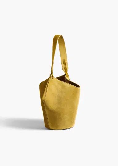 Khaite Mini Lotus Tote In Golden Olive Suede | Thumbnail 2 Khaite Mini Lotus Tote In Golden Olive Suede | Thumbnail 2