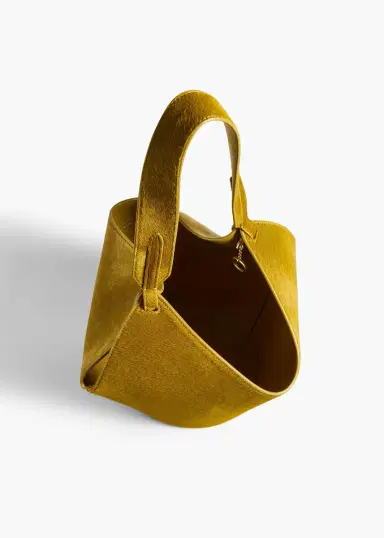 Khaite Mini Lotus Tote In Golden Olive Suede | Thumbnail 3 Khaite Mini Lotus Tote In Golden Olive Suede | Thumbnail 3