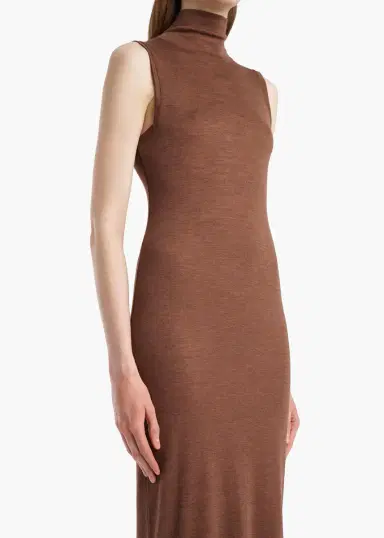 Khaite Demi Dress In Chestnut Wool Silk | Thumbnail 4 Khaite Demi Dress In Chestnut Wool Silk | Thumbnail 4