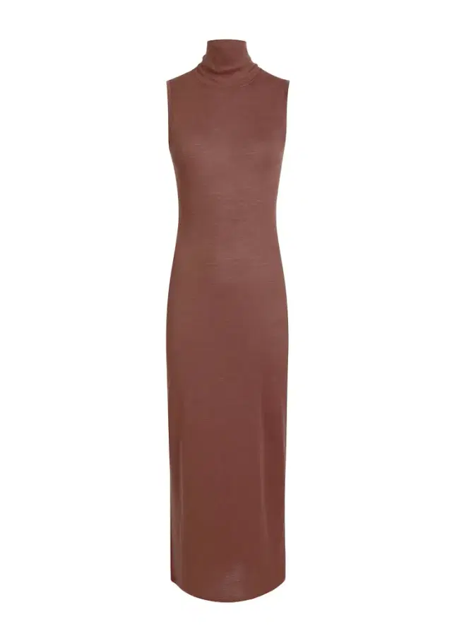 Demi Dress In Chestnut Wool Silk Demi Dress In Chestnut Wool Silk