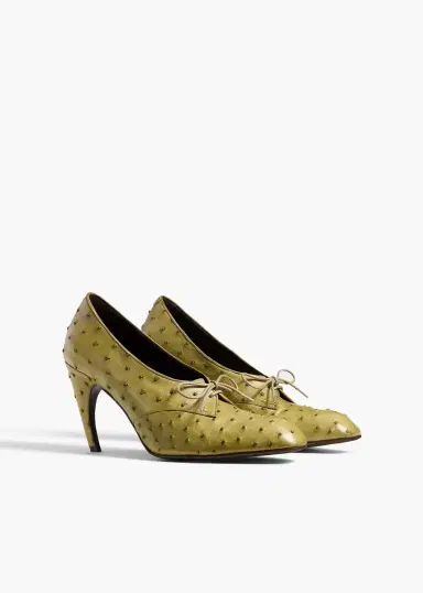 Khaite Colt Pump In Olive Ostrich | Thumbnail 2 Khaite Colt Pump In Olive Ostrich | Thumbnail 2