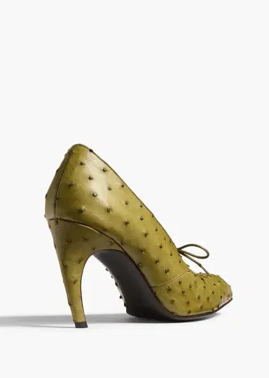 Khaite Colt Pump In Olive Ostrich | Thumbnail 4 Khaite Colt Pump In Olive Ostrich | Thumbnail 4