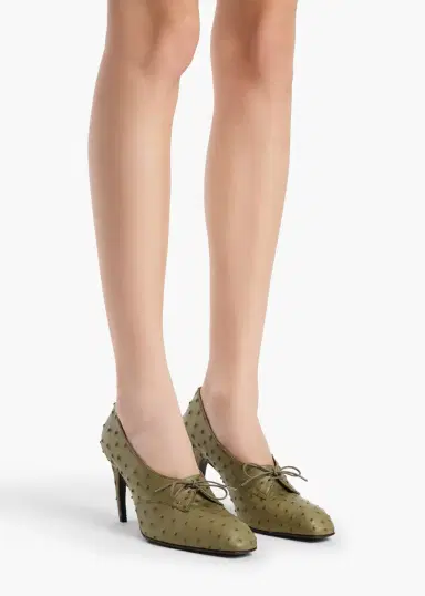 Khaite Colt Pump In Olive Ostrich | Thumbnail 5 Khaite Colt Pump In Olive Ostrich | Thumbnail 5
