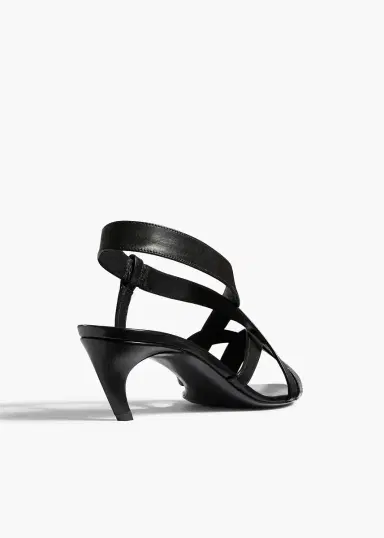 Khaite Sadie Kitten Heel Sandal In Black Glazed Leather | Thumbnail 4 Khaite Sadie Kitten Heel Sandal In Black Glazed Leather | Thumbnail 4