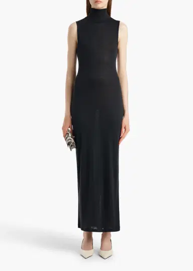 Khaite Demi Dress In Black Wool Silk | Thumbnail 2 Khaite Demi Dress In Black Wool Silk | Thumbnail 2