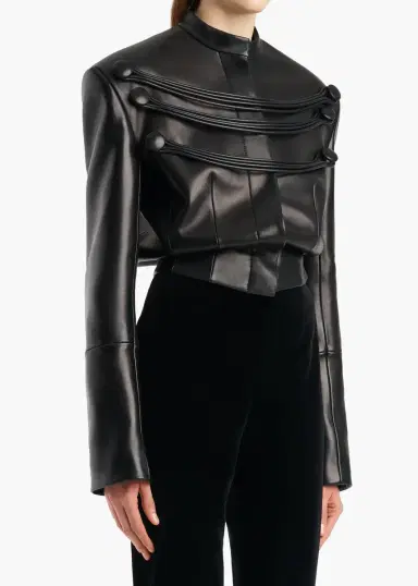 Khaite York Jacket With Cord Embroidery In Black Leather | Thumbnail 5 Khaite York Jacket With Cord Embroidery In Black Leather | Thumbnail 5