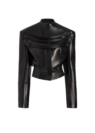 Khaite York Jacket With Cord Embroidery In Black Leather | Thumbnail 1 Khaite York Jacket With Cord Embroidery In Black Leather | Thumbnail 1