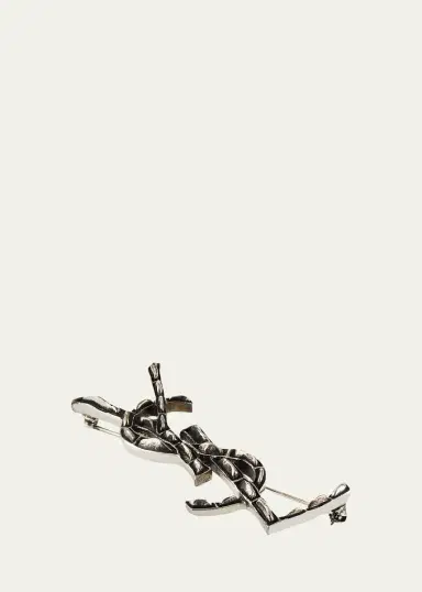 Saint Laurent Crocodile Textured YSL Brooch | Thumbnail 2 Saint Laurent Crocodile Textured YSL Brooch | Thumbnail 2