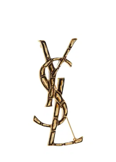 Saint Laurent Crocodile Textured YSL Brooch | Thumbnail 1 Saint Laurent Crocodile Textured YSL Brooch | Thumbnail 1