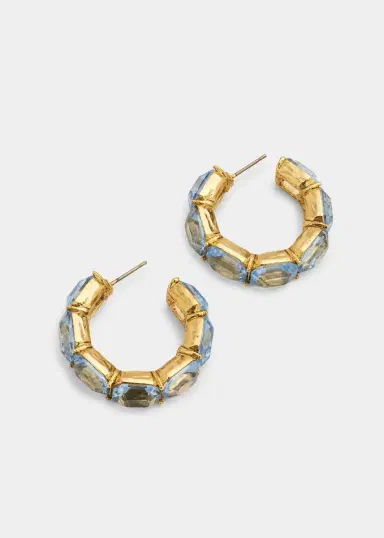 Oscar de la Renta Baguette Crystal Hoop Earrings, Watermelon/Rainbow | Thumbnail 3 Oscar de la Renta Baguette Crystal Hoop Earrings, Watermelon/Rainbow | Thumbnail 3