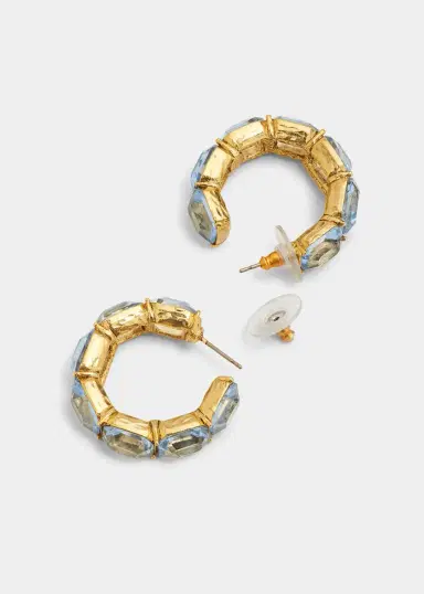 Oscar de la Renta Baguette Crystal Hoop Earrings, Watermelon/Rainbow | Thumbnail 4 Oscar de la Renta Baguette Crystal Hoop Earrings, Watermelon/Rainbow | Thumbnail 4