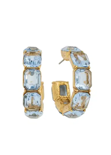 Oscar de la Renta Baguette Crystal Hoop Earrings, Watermelon/Rainbow | Thumbnail 1 Oscar de la Renta Baguette Crystal Hoop Earrings, Watermelon/Rainbow | Thumbnail 1
