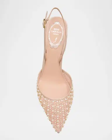 René Caovilla Cinderella Embellished Mesh Slingback Pumps | Thumbnail 4 René Caovilla Cinderella Embellished Mesh Slingback Pumps | Thumbnail 4