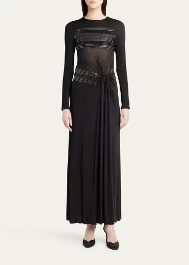 Giorgio Armani Crystal Sheer Midriff Jersey Gown | Thumbnail 2 Giorgio Armani Crystal Sheer Midriff Jersey Gown | Thumbnail 2