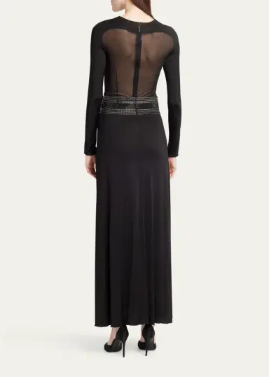 Giorgio Armani Crystal Sheer Midriff Jersey Gown | Thumbnail 3 Giorgio Armani Crystal Sheer Midriff Jersey Gown | Thumbnail 3