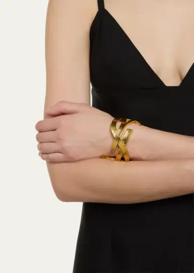 Saint Laurent YSL Raw Textured Cuff Bracelet | Thumbnail 2 Saint Laurent YSL Raw Textured Cuff Bracelet | Thumbnail 2