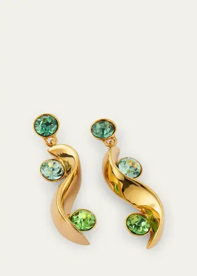 Oscar de la Renta Crystal Wave Drop Earrings | Thumbnail 3 Oscar de la Renta Crystal Wave Drop Earrings | Thumbnail 3