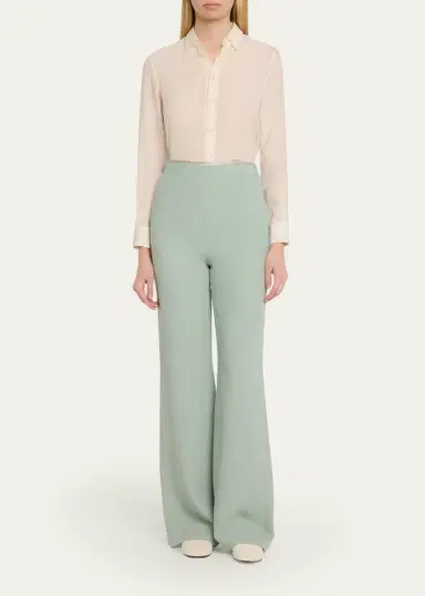 Valentino Garavani Silk Crepe Flare Trousers | Thumbnail 2 Valentino Garavani Silk Crepe Flare Trousers | Thumbnail 2