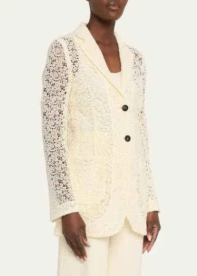 Kiton Cotton Macrame Single-Breasted Jacket | Thumbnail 4 Kiton Cotton Macrame Single-Breasted Jacket | Thumbnail 4