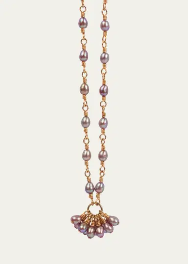 Presley Oldham Mauve Cluster Necklace with Japanese Pearls | Thumbnail 2 Presley Oldham Mauve Cluster Necklace with Japanese Pearls | Thumbnail 2