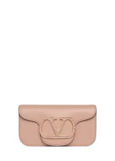 Valentino Garavani Loco Crystal VLogo Leather Shoulder Bag | Thumbnail 1 Valentino Garavani Loco Crystal VLogo Leather Shoulder Bag | Thumbnail 1