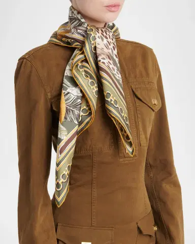 Ferragamo Poised Leopards Print Silk Scarf | Thumbnail 3 Ferragamo Poised Leopards Print Silk Scarf | Thumbnail 3