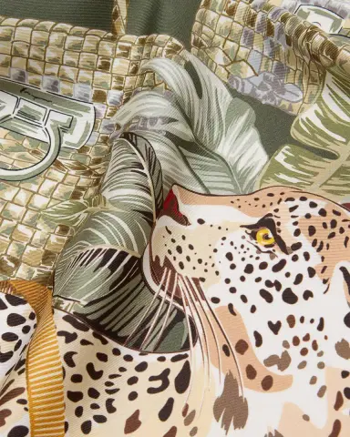 Ferragamo Poised Leopards Print Silk Scarf | Thumbnail 4 Ferragamo Poised Leopards Print Silk Scarf | Thumbnail 4