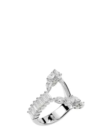 YEPREM 18K White Gold Multi Diamond Open Ring | Thumbnail 2 YEPREM 18K White Gold Multi Diamond Open Ring | Thumbnail 2