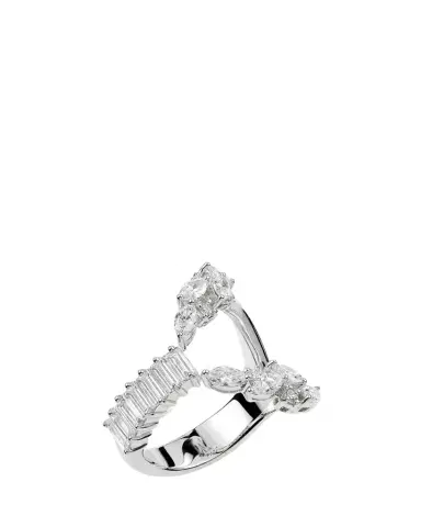 YEPREM 18K White Gold Multi Diamond Open Ring | Thumbnail 1 YEPREM 18K White Gold Multi Diamond Open Ring | Thumbnail 1
