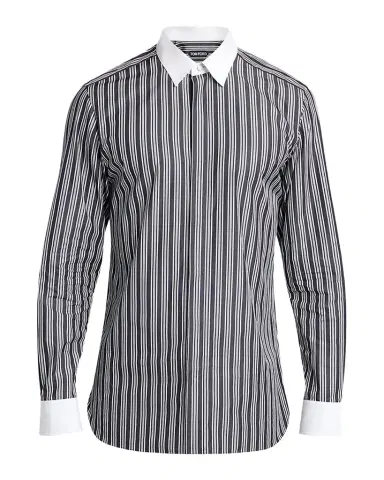 Tom Ford Men's Cotton Multi-Stripe Contrast-Trim Sport Shirt | Thumbnail 1 Tom Ford Men's Cotton Multi-Stripe Contrast-Trim Sport Shirt | Thumbnail 1