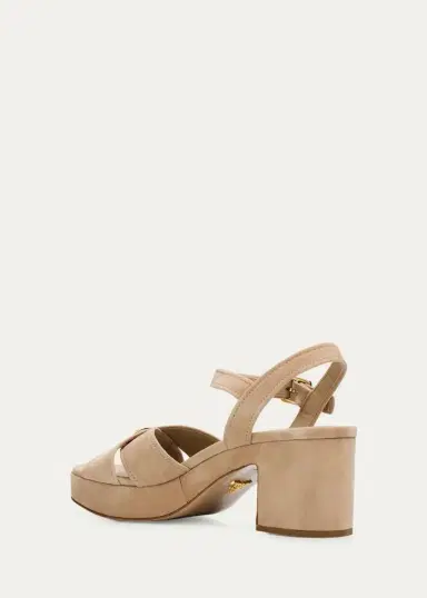 Prada Triangle Suede Platform Sandals | Thumbnail 6 Prada Triangle Suede Platform Sandals | Thumbnail 6