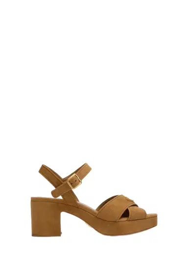 Prada Triangle Suede Platform Sandals | Thumbnail 1 Prada Triangle Suede Platform Sandals | Thumbnail 1