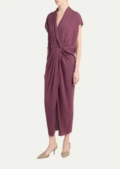 Giorgio Armani Surplice-Neck Cap-Sleeve Column Dress | Thumbnail 4 Giorgio Armani Surplice-Neck Cap-Sleeve Column Dress | Thumbnail 4