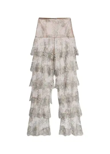 Valentino Garavani Metallic Lace Ruffle Straight-Leg Pants | Thumbnail 1 Valentino Garavani Metallic Lace Ruffle Straight-Leg Pants | Thumbnail 1