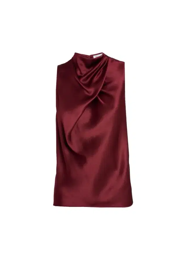 Melina Cowl-Neck Satin Sleeveless Top Melina Cowl-Neck Satin Sleeveless Top