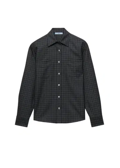 Prada Checked Wool-Blend Shirt | Thumbnail 1 Prada Checked Wool-Blend Shirt | Thumbnail 1