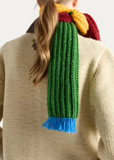 Prada Colorblock Rib-Knit Wool Scarf | Thumbnail 3 Prada Colorblock Rib-Knit Wool Scarf | Thumbnail 3