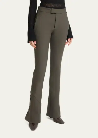 Proenza Schouler Althea Bi-Stretch Double Wool Buttoned Flare Pants | Thumbnail 4 Proenza Schouler Althea Bi-Stretch Double Wool Buttoned Flare Pants | Thumbnail 4