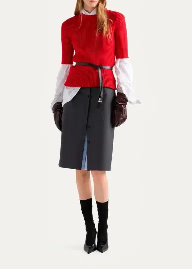 Prada Layered Button-Front Tailored Skirt | Thumbnail 2 Prada Layered Button-Front Tailored Skirt | Thumbnail 2