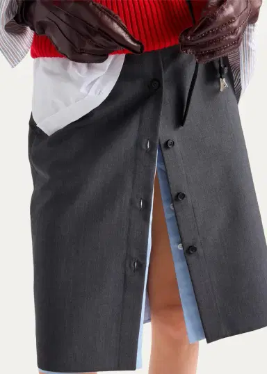 Prada Layered Button-Front Tailored Skirt | Thumbnail 4 Prada Layered Button-Front Tailored Skirt | Thumbnail 4