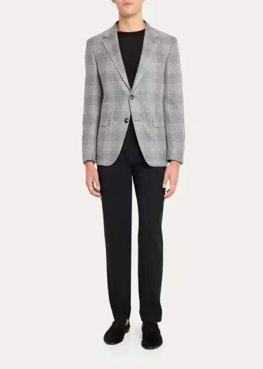 Zegna Men's Oasi Cashmere Plaid Single-Breasted Sport Coat | Thumbnail 2 Zegna Men's Oasi Cashmere Plaid Single-Breasted Sport Coat | Thumbnail 2