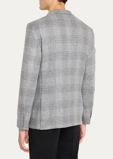Zegna Men's Oasi Cashmere Plaid Single-Breasted Sport Coat | Thumbnail 3 Zegna Men's Oasi Cashmere Plaid Single-Breasted Sport Coat | Thumbnail 3